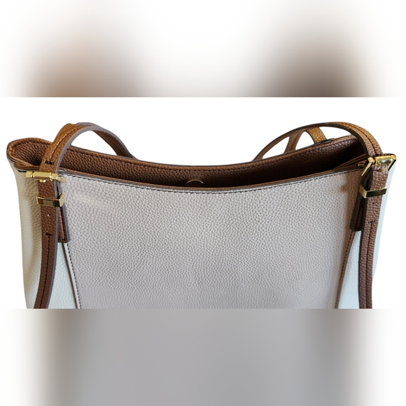 EUC Liz Claiborne Tote, Tan and Cream Purse, Liz Claiborne Purse, Two Toned Bag - Picture 5 of 16